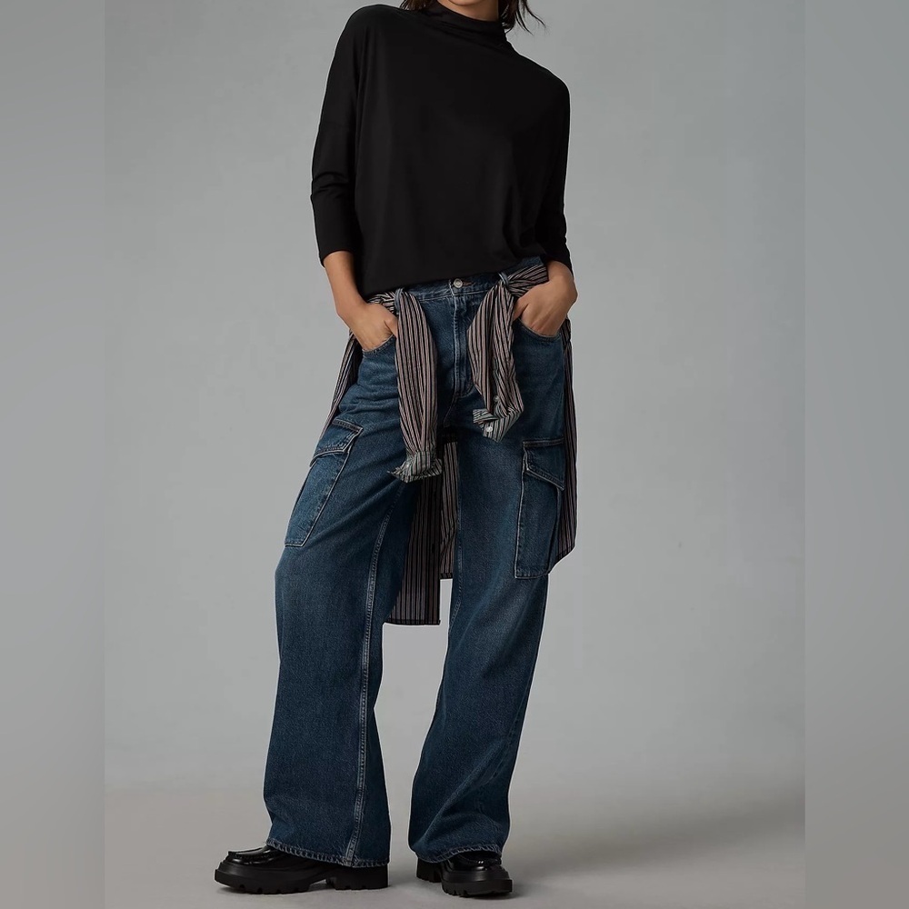 Mod ref dolman flowy side slit turtleneck small boho chic relaxed comfy scandi